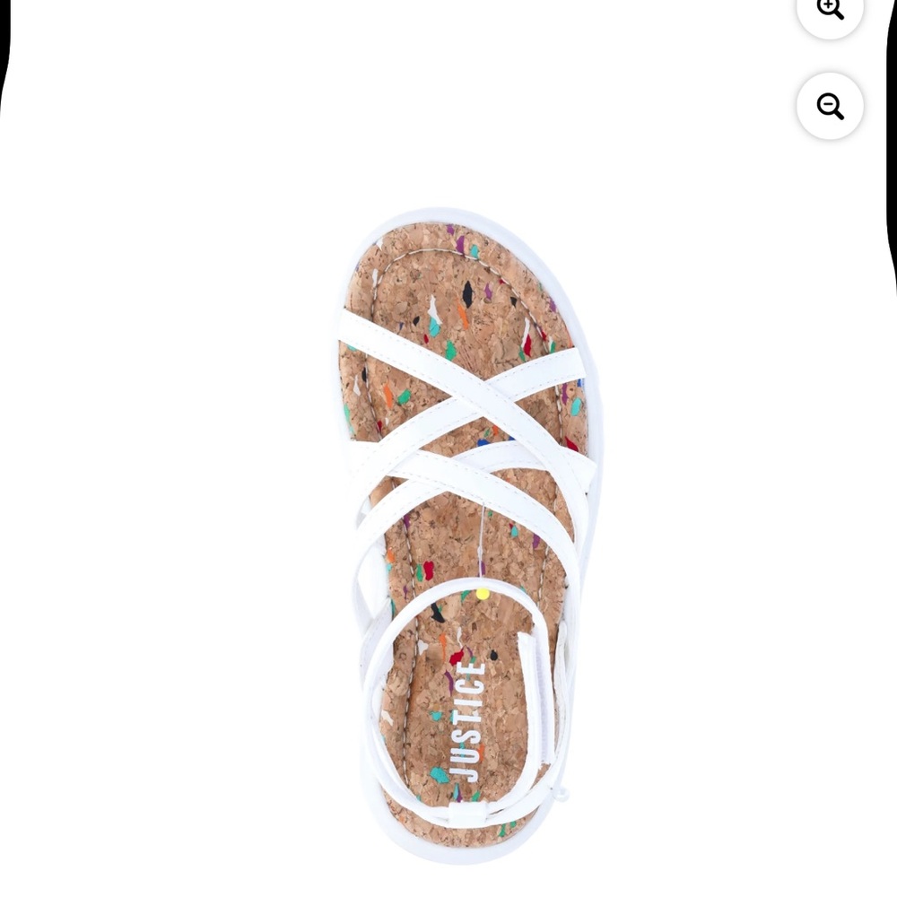 Justice Gladiator White faux leather strappy Sandals little Girls Size 3 NEW